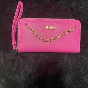 XOXO Fuchsia Wristlet with Gold Chain